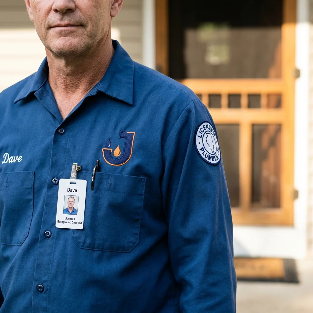 Licensed plumber showing ID badge in Magnolia, TX